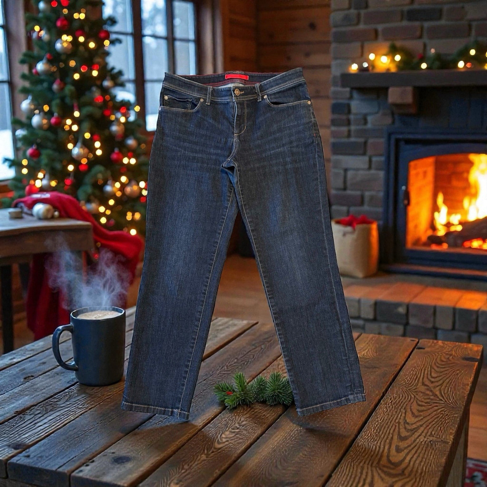 L L Bean Jeans Straight Low-Rise Womens 6P PETITE 28” Inseam Blue Denim